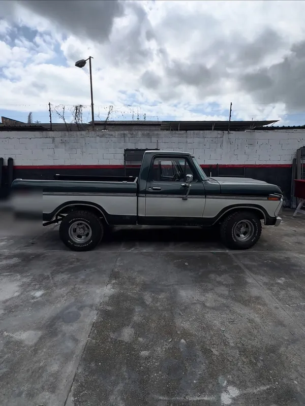 Ford F100 1976 blanco a verde y blanco: lateral después, en Monster Garage Vzla, Valencia